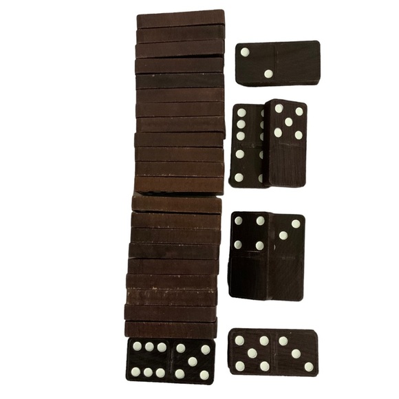 Vintage Haslam 1960’s Wood Dominos 28 Pc Original Cardboard Metal Box Set No 100 - Picture 12 of 16